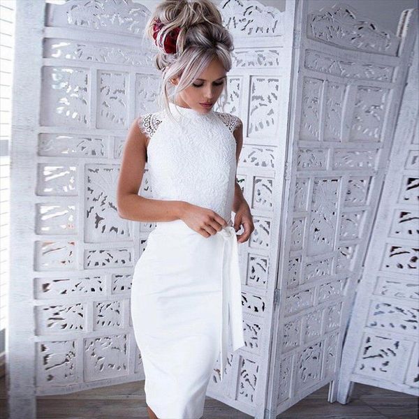 

lace floral cocktail elegant night women dress party white slim bodycon, Black;gray