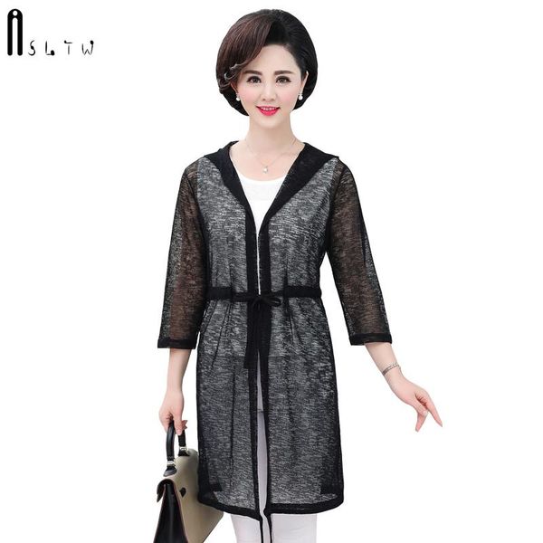 

sunscreen cardigan summer thin sweater women with hooded see-through sweaters knitted long female women's knits & tees, White