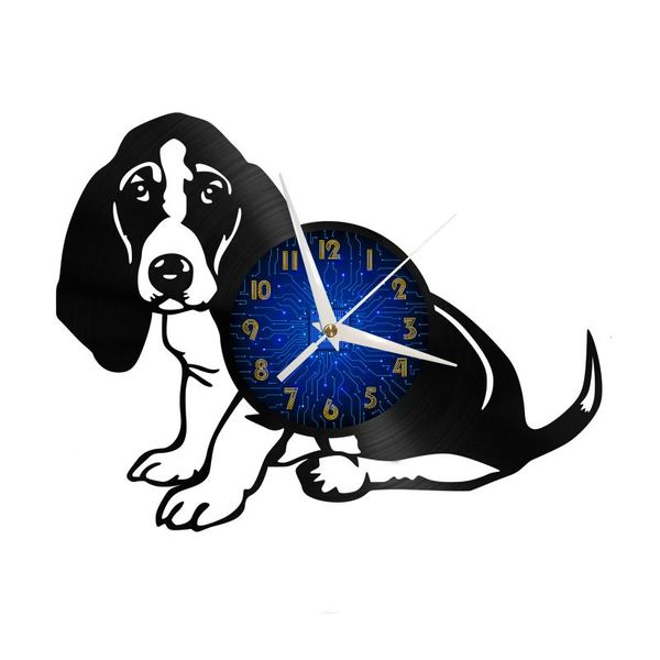

wall clocks basset hound modern design home decor creativity 12 inch record led clock for living room kitchen art decoration