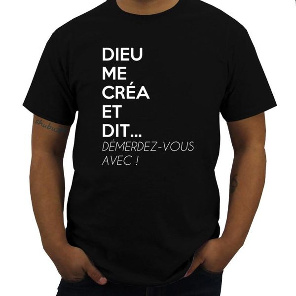 

men's t-shirts 6drole humour femme dieu me crea standard t-shirt summer fashion brand tee shirt cotton, White;black