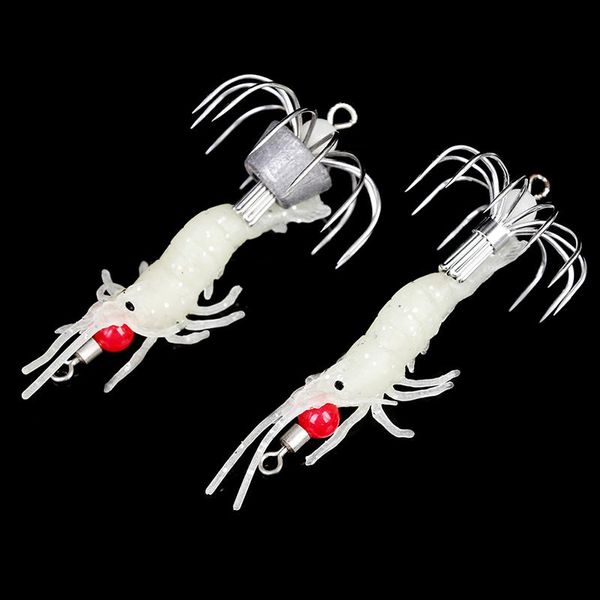 

fishing hooks 1 pcs luminous squid jigs glow wood shrimp with ocs hook lure