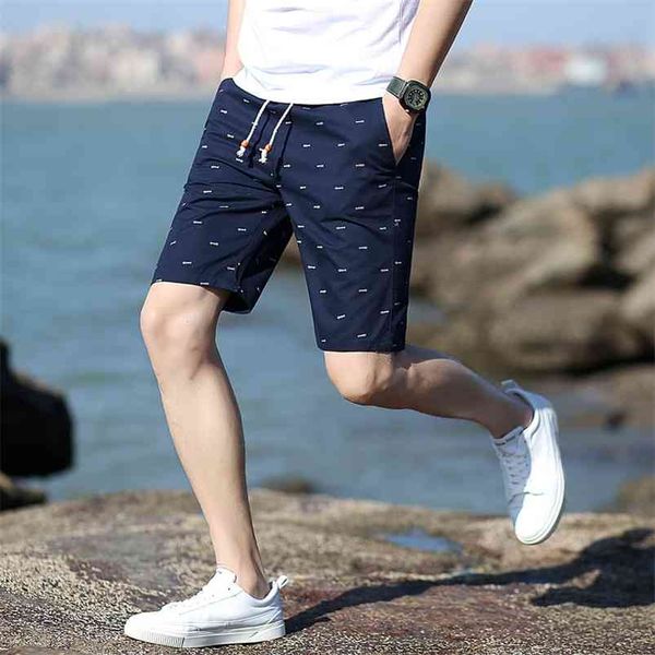 

fashion shorts men men's summer elastic tethered shorts mid pants summer cotton print shorts 210720, White;black