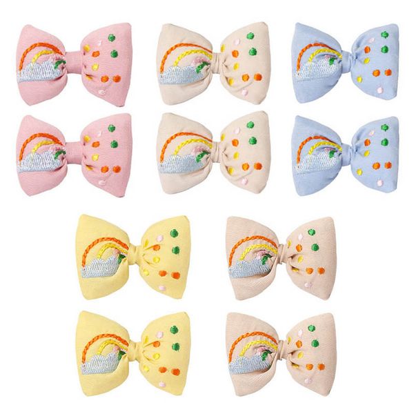 

girls hair accessories hairclips bb clip barrettes clips headbands for children kids children's rainbow decorated cotton hemp bow bao p, Slivery;white
