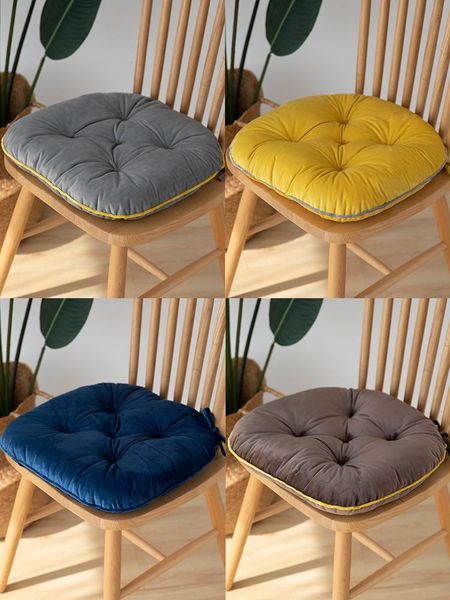

cushion/decorative pillow 42x40cm yellow/grey/blue/brown velvet chair cushion short plush seat pad mat office dinning room decor