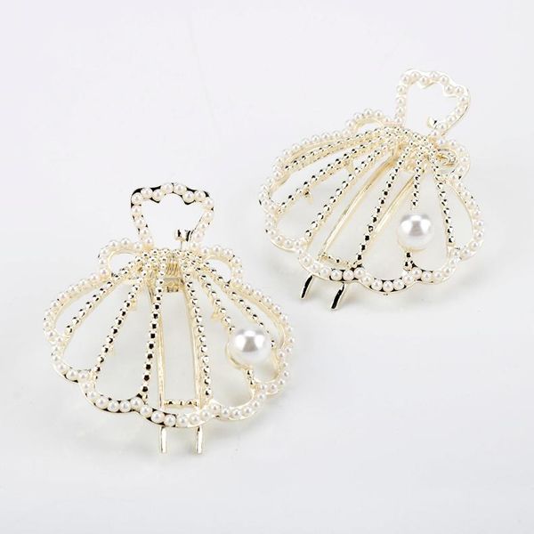 

hair clips & barrettes scallop pearl claw for women white large/mini size clip headdress girl hairpin accessories styling tools, Golden;silver