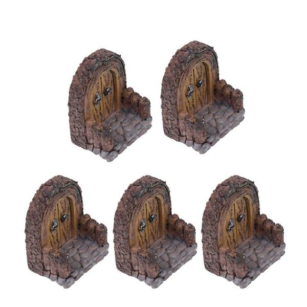 

decorative flowers & wreaths 5pcs resin courtyard doors imitation wooden mini house