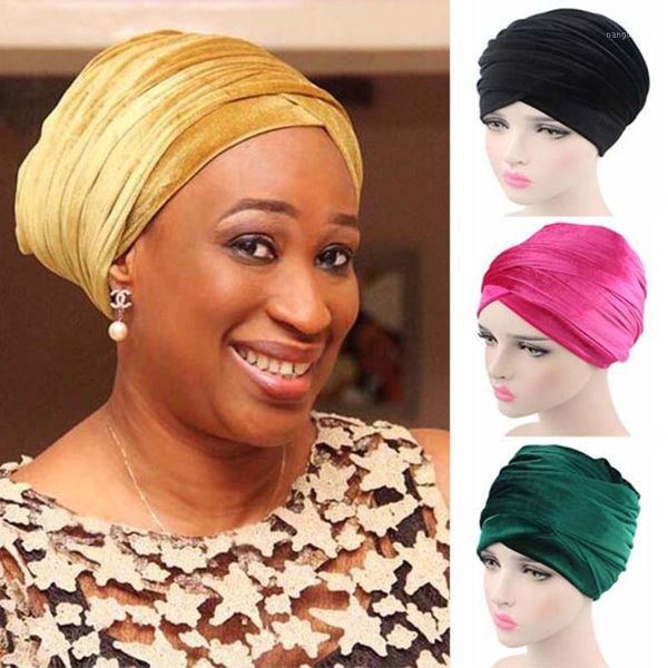 

fashion women velvet turban headband wrap hijab extra long tube head scarf turbante1