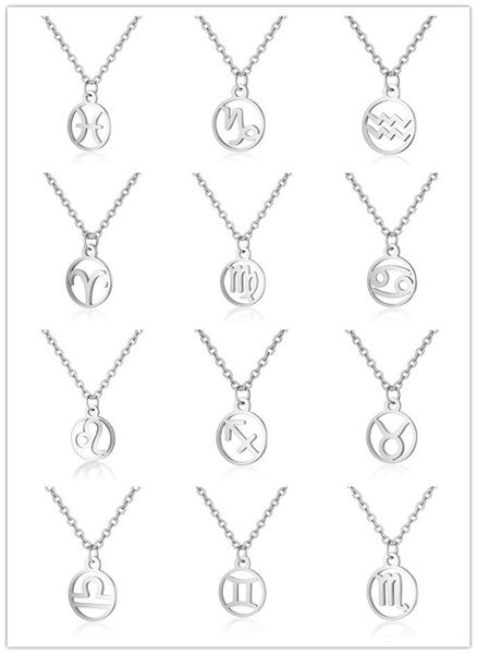 

pendant necklaces sanlan stainless steel 12 zodiac sign, Silver