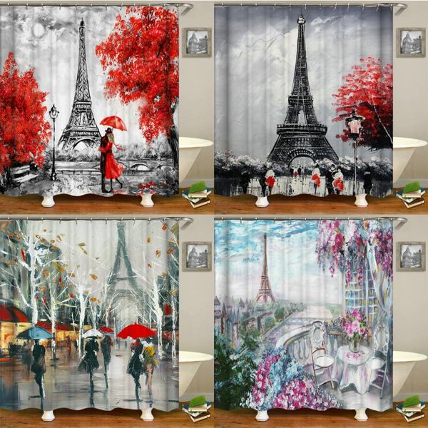 

shower curtains paris tower landscape bathroom waterproof polyester fabric tub 180*180cm