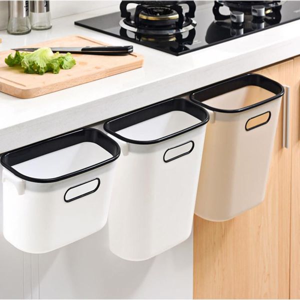 

waste bins kitchen cabinet door hanging type uncovered plastic trash basket household can creative bedroom bathroom storage box