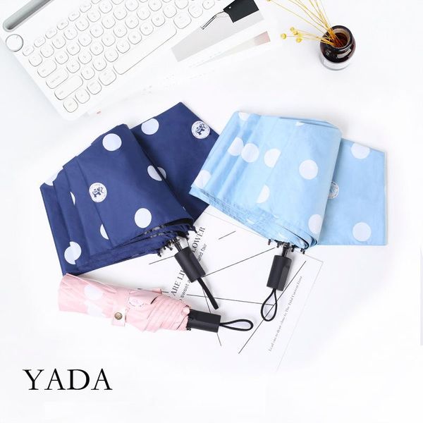 

umbrellas yada 2021 fashion big dot round point pattern 3-folding umbrella rain uv for women windproof cartoon ys200150