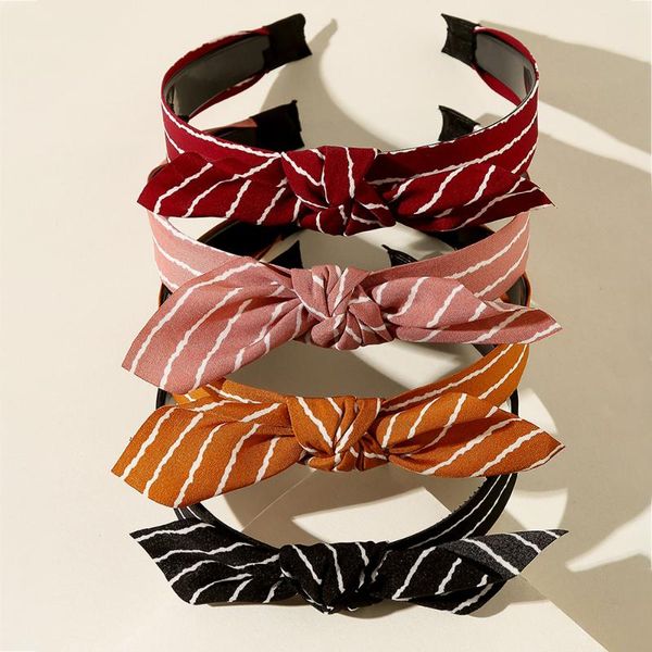 

hair accessories korea bow headband kids lovely ears hairband girls stripe floral printed band headwear headdress, Slivery;white