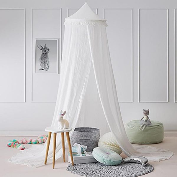 

mosquito net 240cm kids baby room bed dome curtain canopy chiffon tassel hung