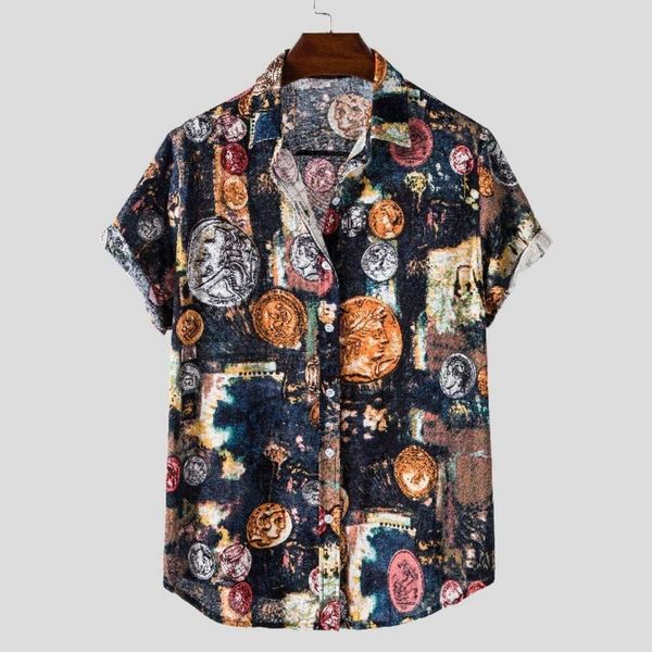 

men's shirt 2020 summer men's fashion leisure linen short sleeve shirt, White;black