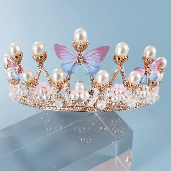 

hair clips & barrettes pearl crystal princess crown handmade rhinestone tiaras for girls birthday wedding model catwalk queen diadems butter, Golden;silver