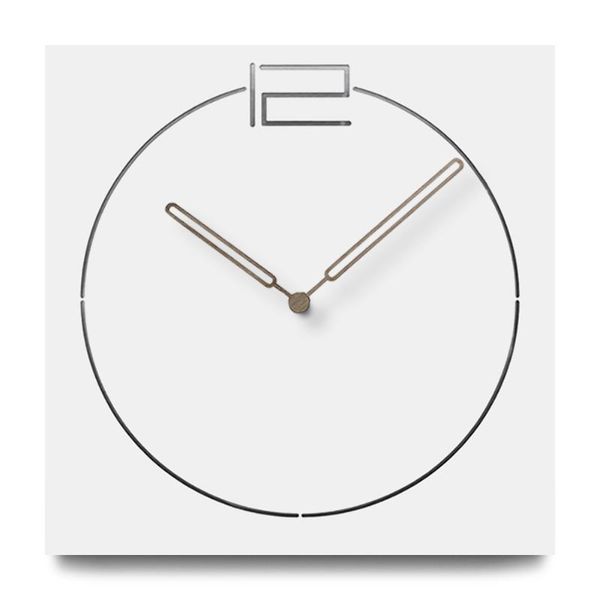 Orologi da parete Orologio in legno moderno nordico Soggiorno Creativo Europa semplice Silenzioso Quarzo fatto a mano Legno MDF Quadrato appeso bianco