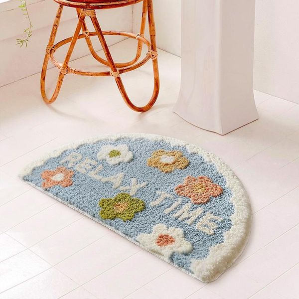 

ins simple bathroom floret carpet flower area rugs anti slip absorbent house entrance carpets thickened door mat home decor zm20 bath mats
