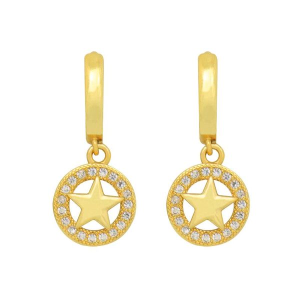 

dangle & chandelier cz crystal women earrings stylish gold color geometric star jewelry white zircon exquisite versatile female drop, Silver