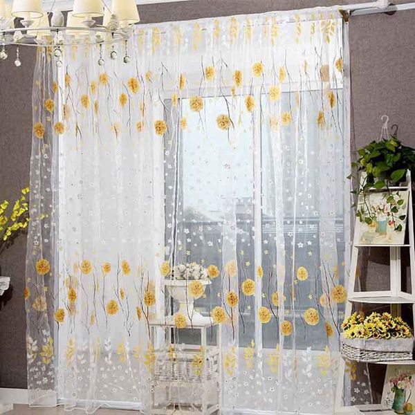

curtain & drapes blue printed sheer decorative curtains fabric of home window ready made for living room bedroom bathroom
