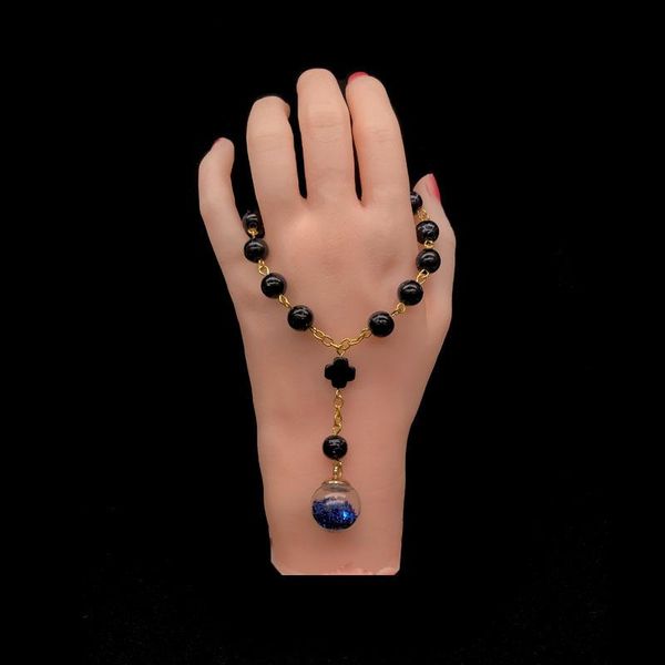 

fashion black glass bead pendant bracelet female jewelry gift charm bracelets, Golden;silver