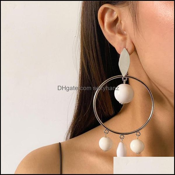 Orecchini pendenti con lampadario Gioielli Nappa europea Irregar Orecchino rotondo Acrilico Cerchio lungo Stud Abito da donna per feste da donna Grande Sier Ear Dr