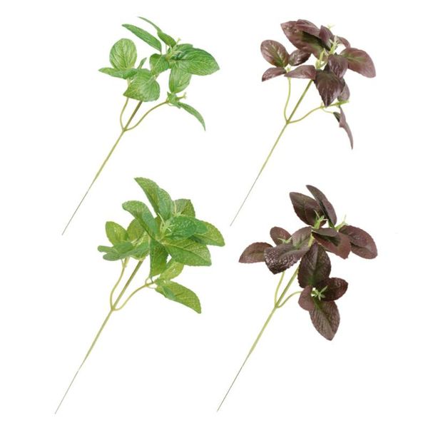 

decorative flowers & wreaths 4pcs garden leaves diy craft artificial home greens (light green)