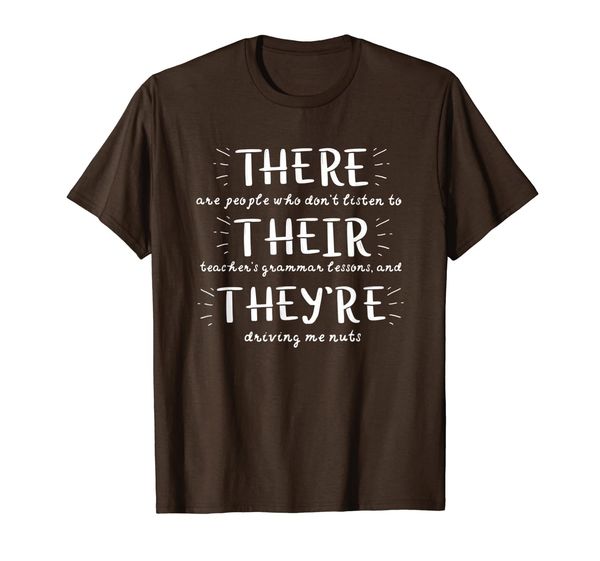 

there their they're, funny grammar english t-shirt, White;black