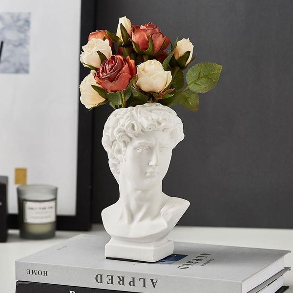 

style resin flower vase portrait david art vases human head pen brushes holder pography home decoration
