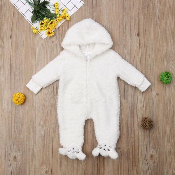 

infant baby boy girl winter warm romper jumpsuit hooded outfit clothes jumpsuits, Blue