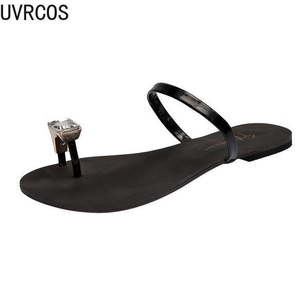 

fashion women's slippers set toe simple rhinestone decoration casual all-match home wear 2021, Black