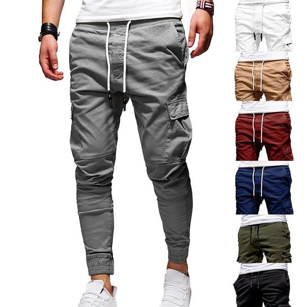 

fashion casual jogger fitness bodybuilding gyms pants sweatpants trousers men's, Black