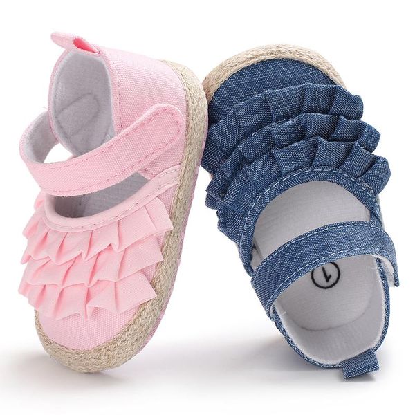 

first walkers born infant baby girl summer kids shoes soft sole crib prewalker toddler anti-slip solid ruffled