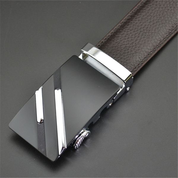 

leather belt men's automatic buckle pants, leather can be customized, Black;brown