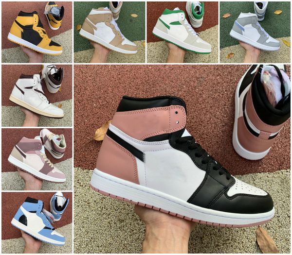 

jumpman 1 1s mens women basketball shoes element sail light bone black particle grey green patent bred hyper royal university blue bordeaux