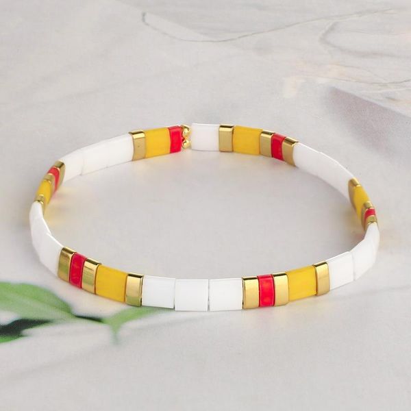

charm bracelets quanchi colorful miyuki tila beads bracelet women elastic handmade fashion trendy wrap armband pulsera jewelry 2h, Golden;silver