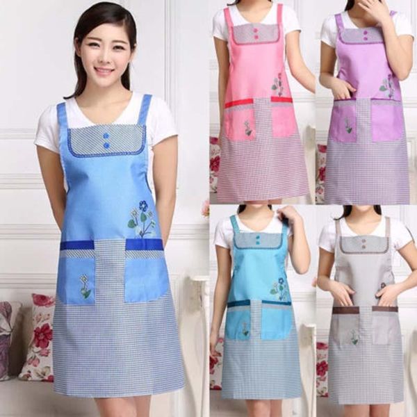 

aprons fashion women floral bowknot cooking kitchen restaurant bib apron with pocket oil-proof waterproof chef