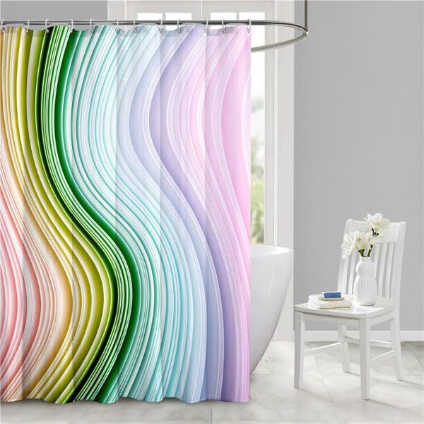 

shower curtains 3d rainbow curve line printed bath waterproof bathroom curtain in the for modern accessory product