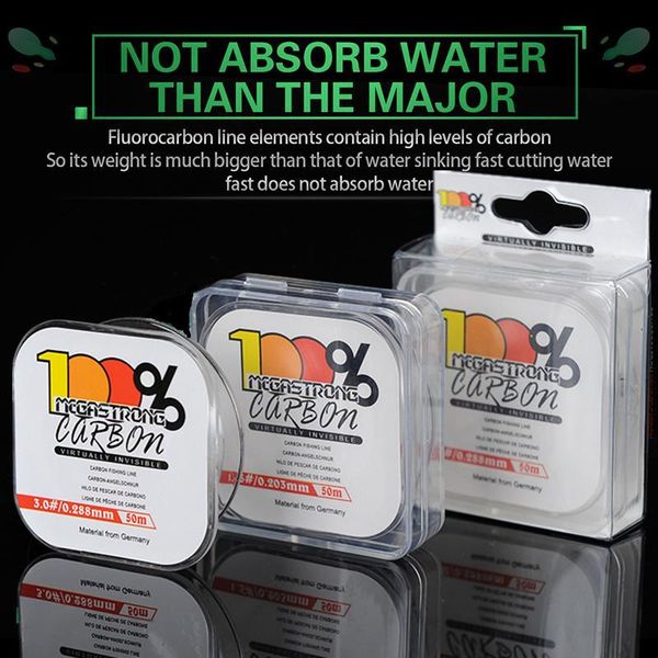 

100% fluorocarbon fishing line 50m super strong carbon fiber leader sea durable braid