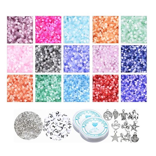 

other 2/3mm 15 colors small craft glass beads seed kit for diy bracelet jewelry making letter bead art crafts