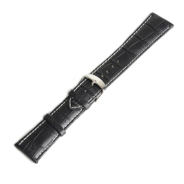 

watch bands 18mm durable black genuine leather dress woman man band strap alloy buckle white stitching watchband horloges vrouwen, Black;brown