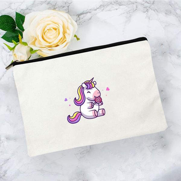 

cosmetic bags & cases cartoon horse pattern bag for makeup organizer mini women's storage pouch woman handbags kawaii