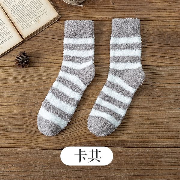 

nxd boas cotton and men's autumn and winter middle tube men's coral cashmere plush thickened leisure sleep socks korean cotton soc, Black