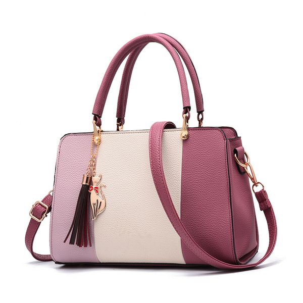 

hbp women tote pu leather shoulder bag ladies fashion large capcity shopper handbag darkpink color