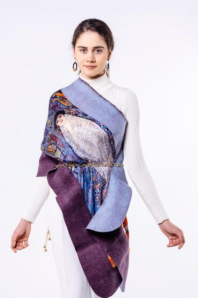 

scarves nomads felt gustav klimt barones elizabeth silk shawl, Blue;gray