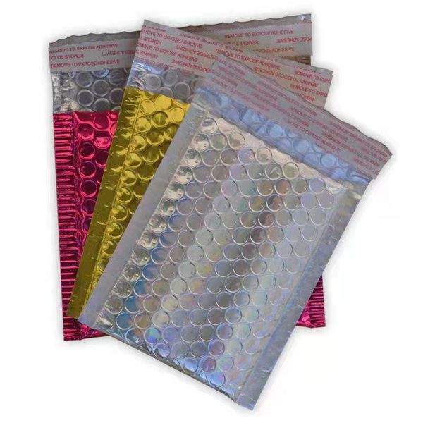 

packing bags 5pcs/lot gold color bubble mailers envelopes lined poly mailer self seal aluminizer packaging padded 13x15cm