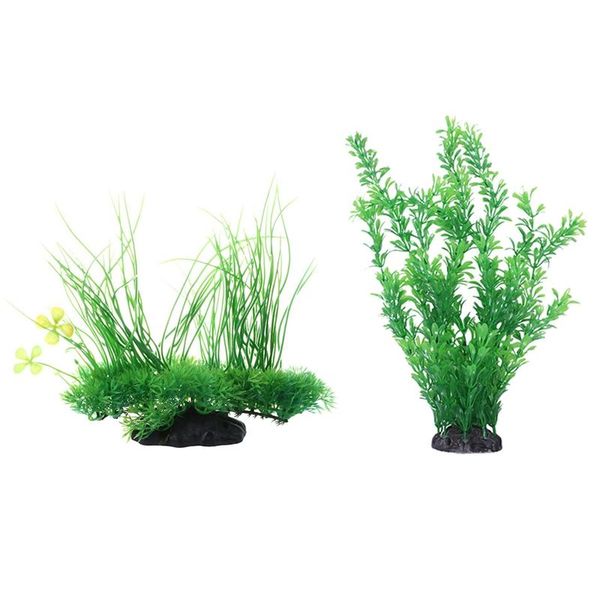 

decorative flowers & wreaths 2pcs aquarium emulational green plastic long leaf plant decor - 20cm 40cm