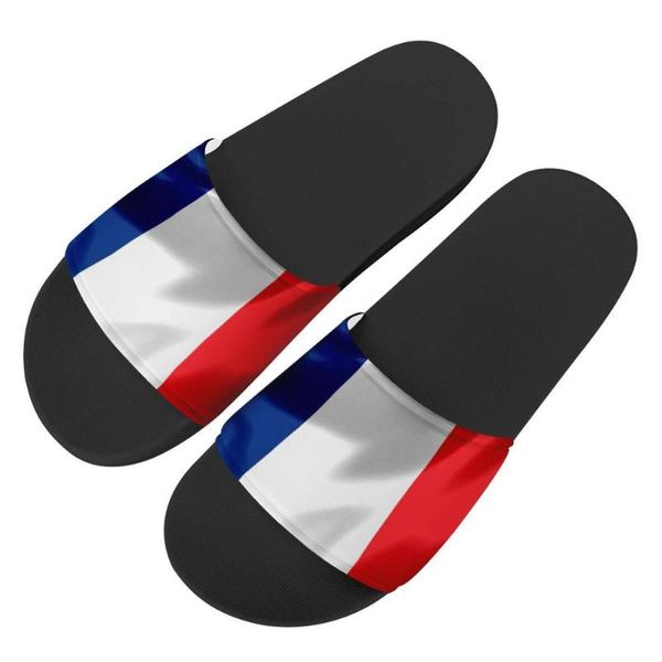

slippers women custom pattern france national flag summer fashion slide sandals outdoor non-slip beach shoes platform flip flops, Black