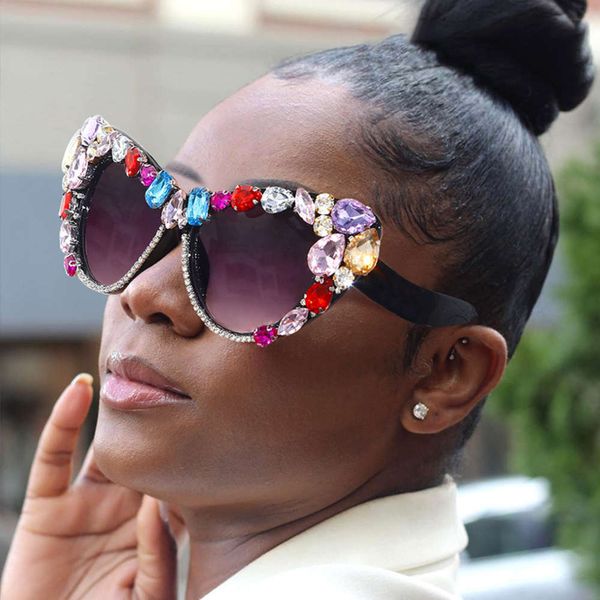 

highend accessories fashion oversize cat eye sunglass women brand digner luxury colorful sun glass for ladi, Black