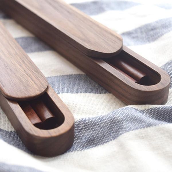 

chopsticks natural life japanese style black walnut wooden non-slip with box case korean elegant gifts sets chop sticks