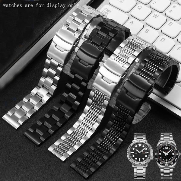 

watch bands stainless steel watchband 20mm 22mm silver black strap suitable for men's accessories give tool, Black;brown